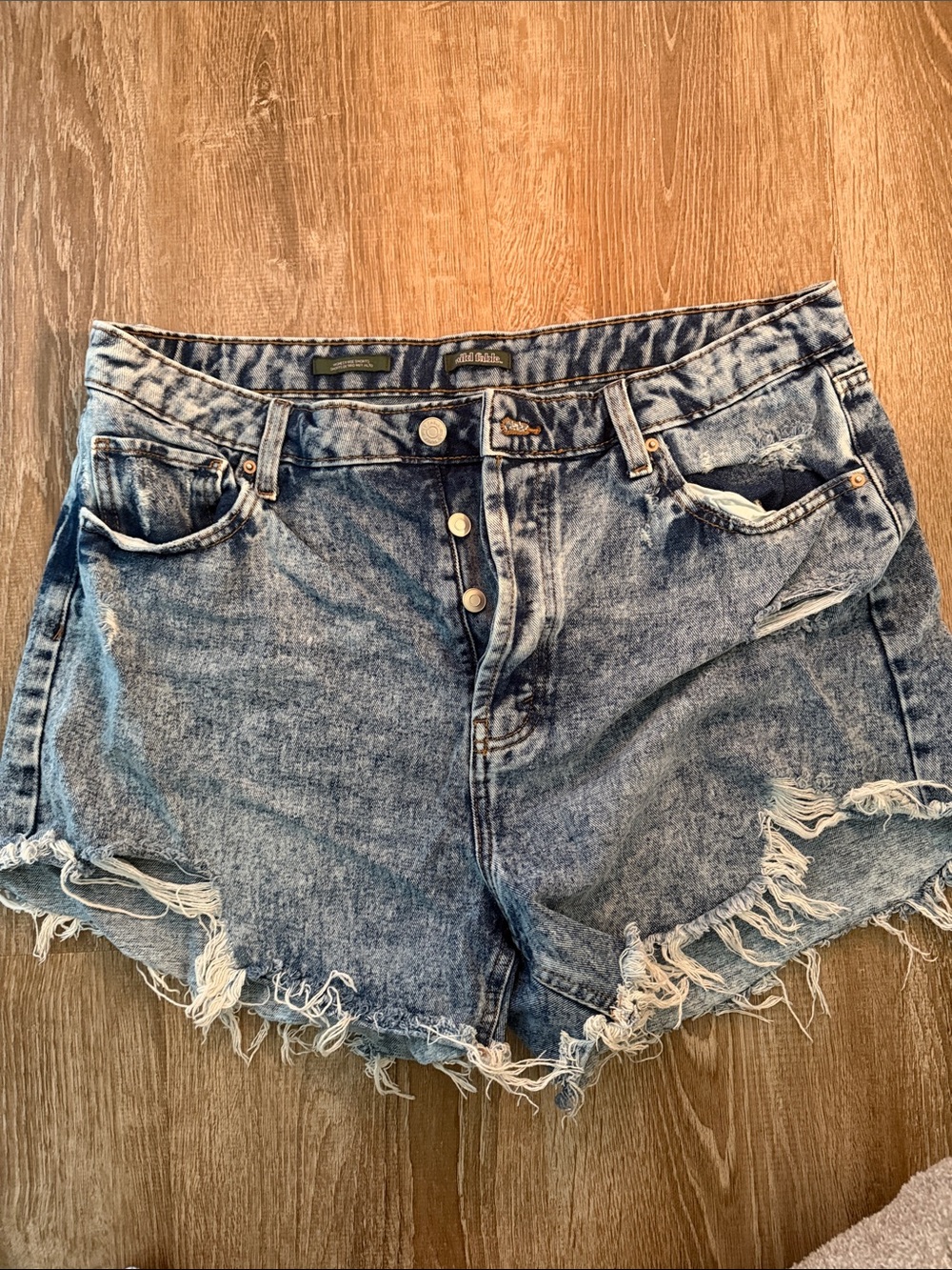 wild fable Distressed High-Rise Denim Shorts - Light Blue Wash